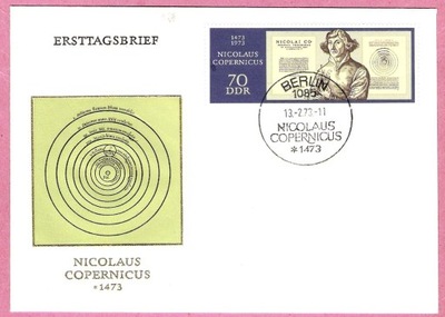 DDR 1973, FDC, astronomia kosmos, M.Kopernik, polonica