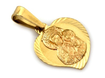 Złoty medalik w kształcie serca