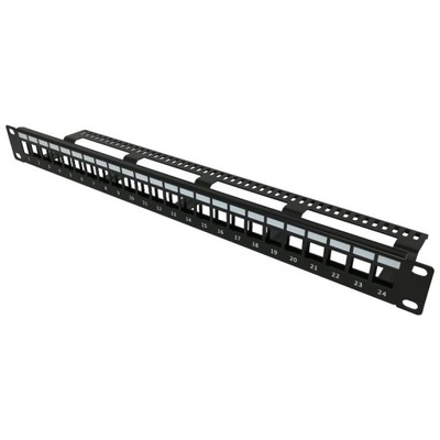 Patchpanel 24 porty pusty 19" 1U z tacką