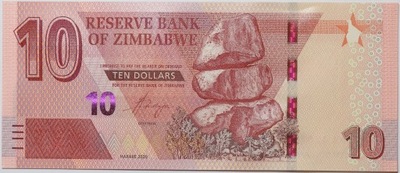 10 Dolarów - Zimbabwe - 2020 rok - UNC