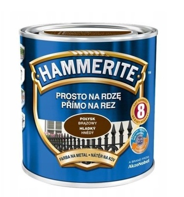 Farba HAMMERITE Prosto na rdzę brązowy połysk2,5L