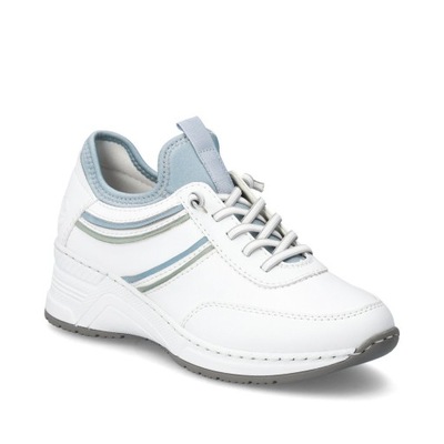 Rieker półbuty damskie Białe sportowe sneakersy buty na koturnie N4381-80