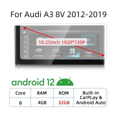 RADIO DE AUTOMÓVIL CON ANDROIDEM ODTWARZACCON MULTIMEDIA PARA AUDI A3 8V 2013-2020 GPS CARPLAY  