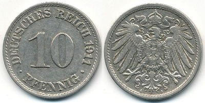 Niemcy 10 Pfennig - 1911r A ... Monety