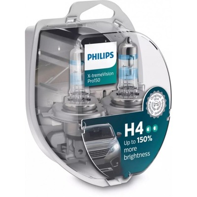 ЛАМПОЧКИ PHILIPS H4 X-TREME PRO150 12V 60/55W P43T-38 150% WIĘCEJ ФАРИ