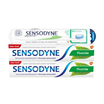 2x pasta do zębów Sensodyne Fluoride 75ml + szczoteczka Multicare