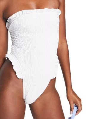 South Beach biały marszczony strój kąpielowy z dek