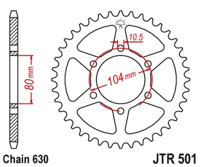 JT ЗУБЧАТКА ЗАДНЯЯ 501 35 KAWASAKI Z 750 '80-82 GPZ