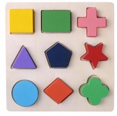 DREWNIANE puzzle układanka sorter kształtów figury kształty do montessori