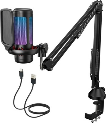 Mikrofon + ramie USB TONOR TC310+ RGB do streamingu, podcast, PC, Mac