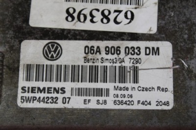 06A906033DM, Bedienteil Computer DES MOTORS 06A906033DM SKODA OCTAVIA und 1.6 8V 102 KM 00-10 | thumb 3