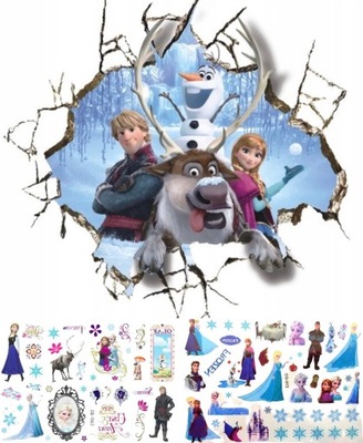 Zestaw naklejka ścienna +2x tatuaż FROZEN Elsa