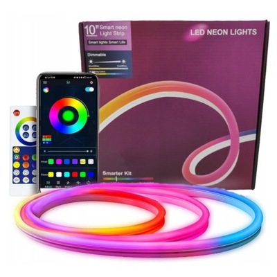 TAŚMA LED 10M KOLOROWA PASEK NEON RGB-IC ZESTAW BLUETOOTH APLIKACJA + PILOT