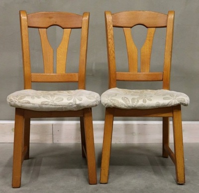 8239 solidne, dębowe, tapicerowane krzesła, kpl 2