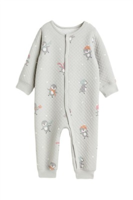 H&M pajacyki niemowlęcy pikowana piżamka szary r. 68 4-6 miesięcy