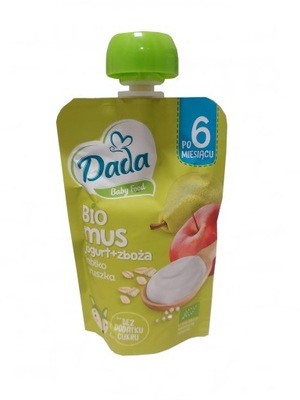 Mus Dada Bio jogurt zboża jabłko gruszka 90 g