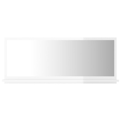 vidaXL Lustro łazienkowe, wysoki połysk, białe, 90x10,5x37 cm, płyta