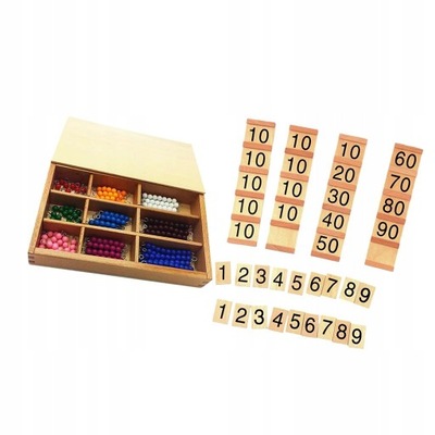 Liczenie koralików Montessori, wstawianie liczby