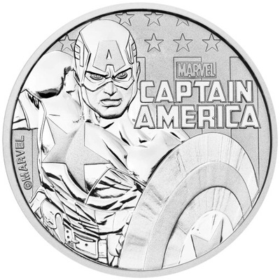Srebrna Moneta Marvel Series Captain America 2019, 1 uncja
