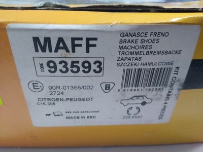 ZAPATAS DE TAMBOR DE FRENADO PARTE TRASERA MAFF93593 CITROEN C15 PEUGEOT 305  