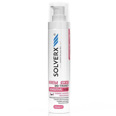 SOLVERX Sensitive Skin Krem do twarzy 3w1 z SPF50 skóra wrażliwa naczynkowa