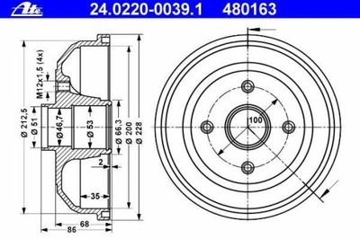 БАРАБАН ТОРМОЗНОЙ OPEL CORSA C 00-06 (-ABS)