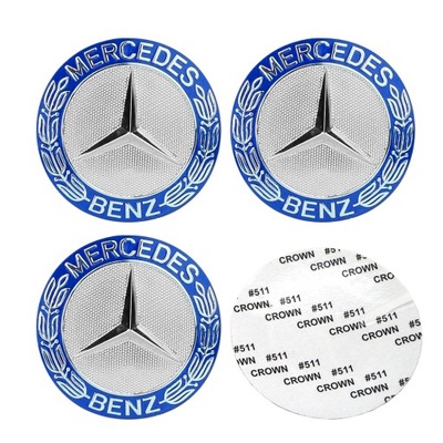 MERCEDES PEGATINAS EMBLEMATY LOGOTIPO DE ALUMINIO AL TAPACUBOS 4 PIEZAS 65MM  