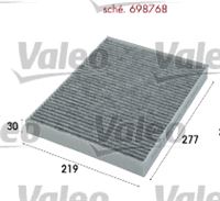 VALEO FILTRO DE CABINA DE CARBON AUDI Q7 3.0TDI, 3.6FSI, 4.2FSI, 4.2TDI, 6.0  