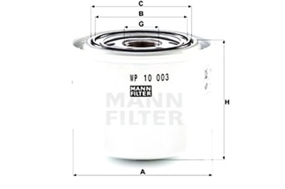 MANN-FILTER FILTRO ACEITES MITSUBISHI MITSUBISHI CANTER FE3 FE4 V 4D568V  