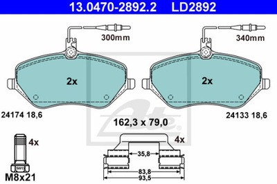 КОЛОДКИ ТОРМОЗНЫЕ ATE CERAMIC ATE 13.0470-2892.2