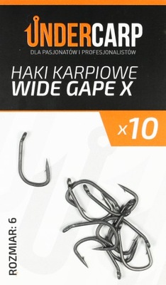 UNDERCARP Teflonowe Haki Karpiowe WIDE GAPE X 6