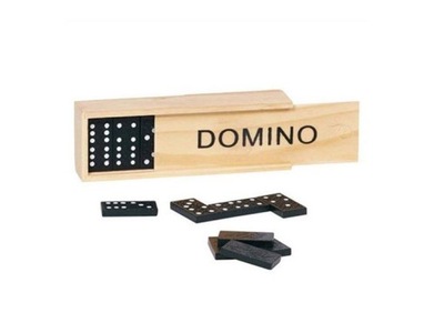 Domino w drewnianym pudełku dla dzieci