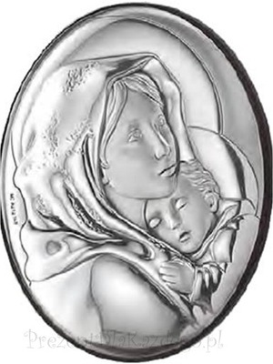 Srebrny obrazek Madonna z Dzieciątkiem, Matka Boża
