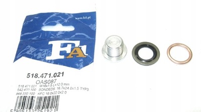 ПРОБКА ЗЛИВУ МАСЛА M16X1,5 FISCHER RENAULT PEUGEOT