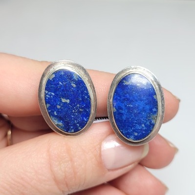 Srebrna klipsy - srebro pr. 0,925 owalne lapis lazuli