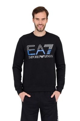 EA7 Czarna bluza męska z niebieskim logo S