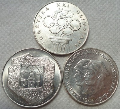 3 x 200 złotych KPL 1974 - 1975 - 1976 - SREBRO 1
