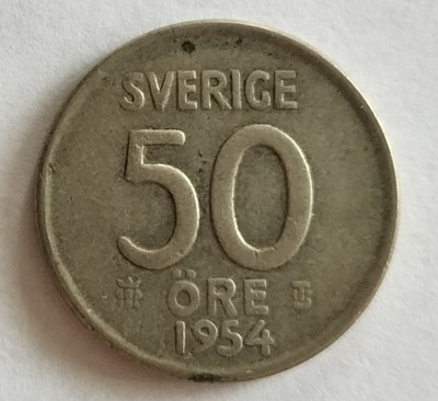 moneta srebro Szwecja 50 ore 1954