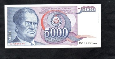 BANKNOT JUGOSŁAWIA - 5000 DINARÓW - 1985 rok