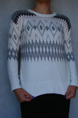 Sweter damski wzory norweskie świąteczne - XL
