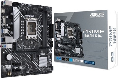ASUS PRIME B660M-K D4 - Płyta główna micro-ATX, Intel B660, obsługa DDR4