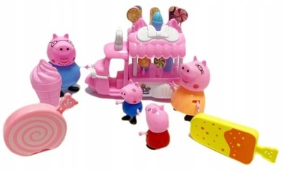 ŚWINKA PEPPA 4 figurki zestaw Lodziarnia Mama Tata Peppa George