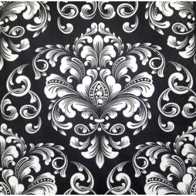 Serwetki CZARNO-BIAŁE ORNAMENT WZÓR ELEGANCKIE