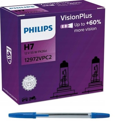 PHILIPS ЛАМПОЧКА НОЧНОГО ВИДЕНЬЯ PLUS +60% H7 12V 55W PX26D BOX В ПОДАРОК