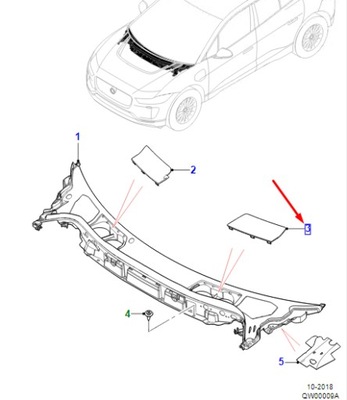 Jaguar i-pace x590 передняя часть лобовое стекло накладка left cover rhd t4k18915 фото №1
