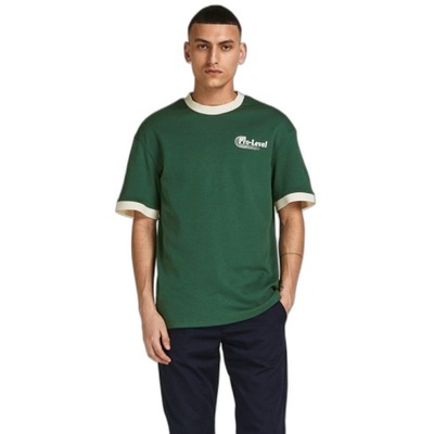 JACK&JONES ZIELONY T-SHIRT NADRUK (S)