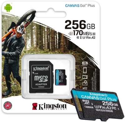 Karta pamięci 256GB microSD Kingston Canvas Go Plus 170/90MB/s Adapter