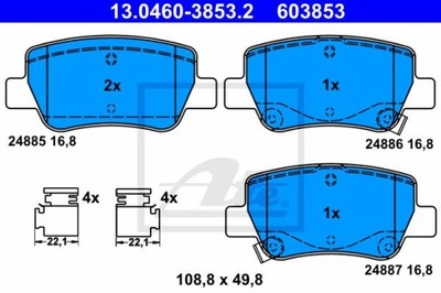 ATE 13.0460-3853.2 КОЛОДКИ ТОРМОЗНЫЕ ЗАД TOYOTA AVENSIS 1,6-2,2 D-4D 09-