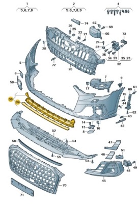Нижняя средняя решётка бампера перед audi a8 d5 aso оригинал nowa фото №1