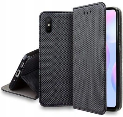 ETUI DO XIAOMI Redmi 9A Zamykane Smart Magnet Book Case + SZKŁO 9H